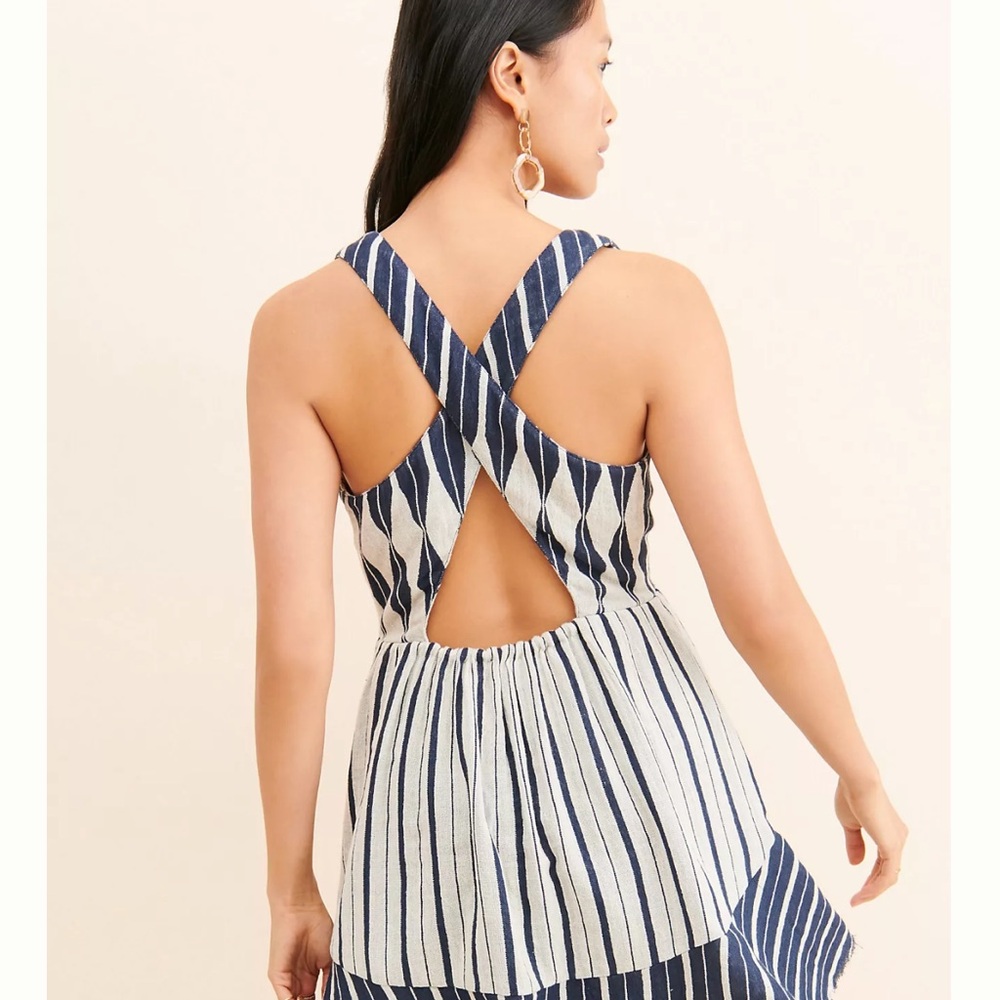 Ollari Striped Toered Mini Dress